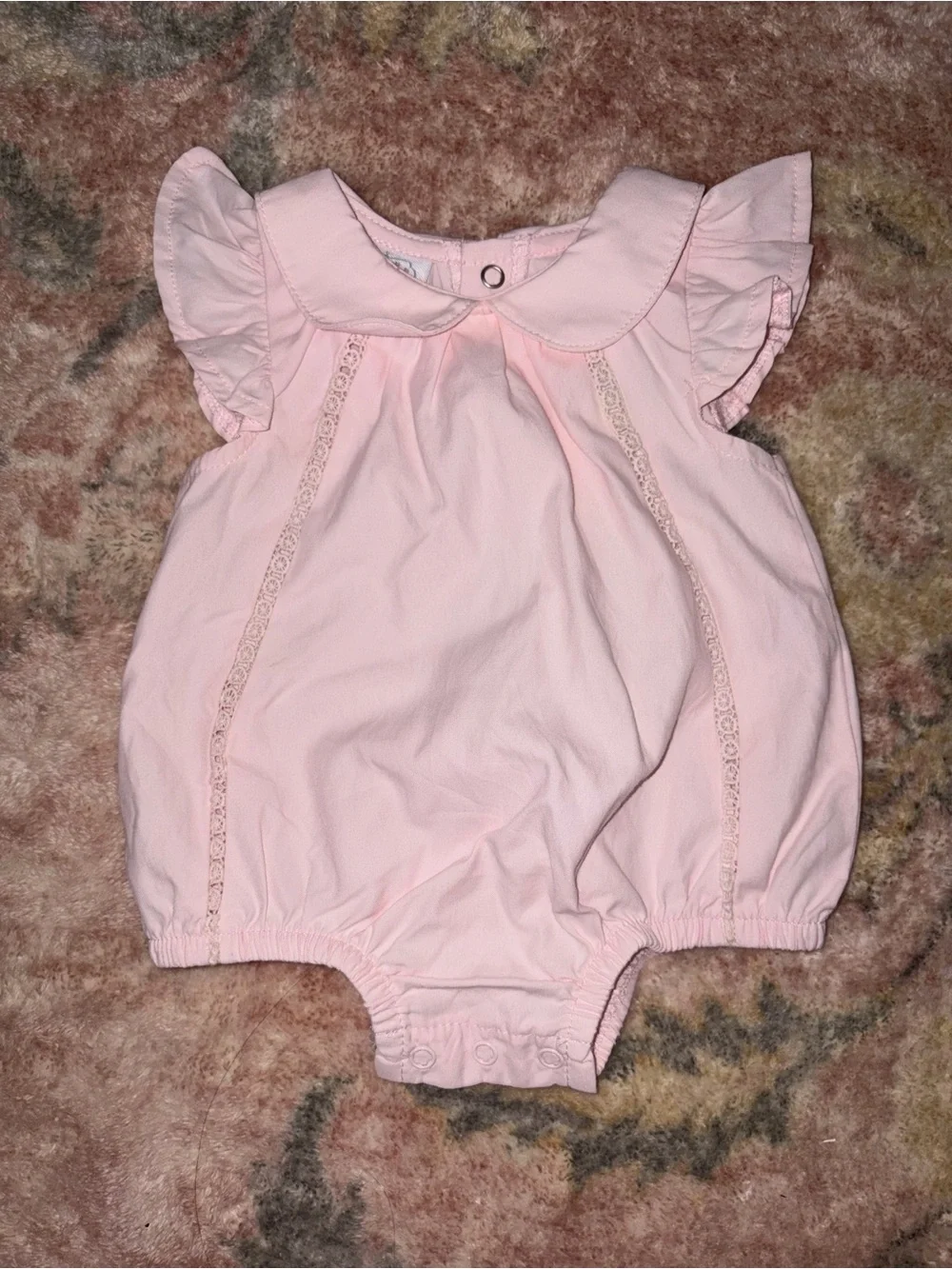 Mud Pie Light Pink Baby One-Piece with Peter Pan Collar